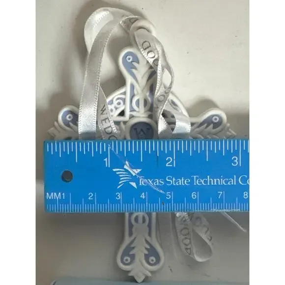 NEW Wedgwood Decorative Cross Ornament 2010 Jasperware White Blue Easter - Picture 7 of 7